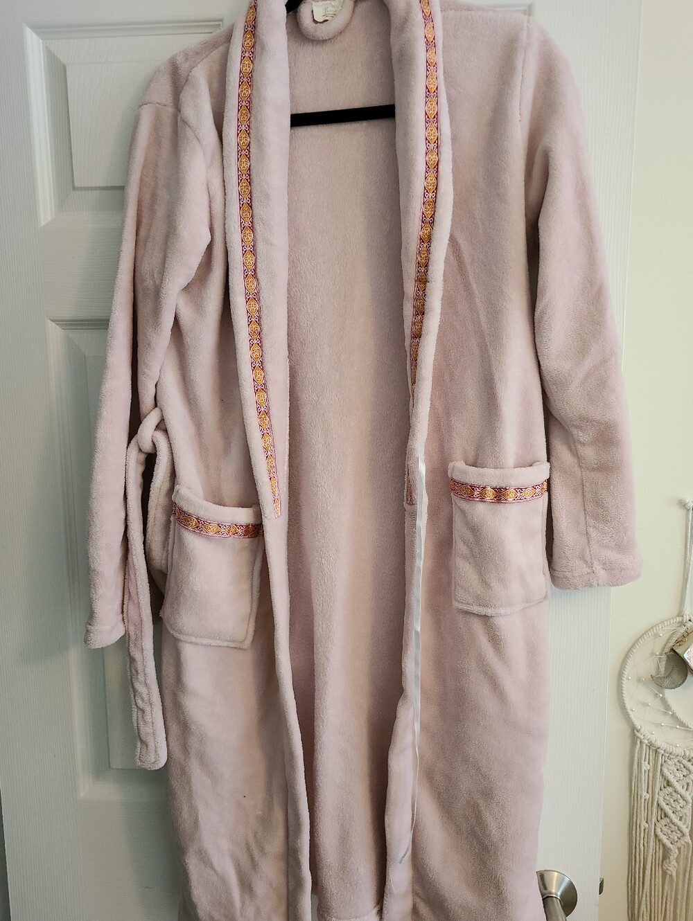 Christian Siriano Light Pink Plush Robe with Decorative Trim
